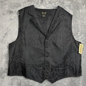 Scully Western Paisley Vest Men's XXL 50x26 Inch Black Cowboy Notch Lapel NWT